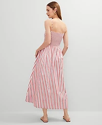 Ann Taylor Striped Maxi Flare Dress Size 14 Burnt Mauve Women's