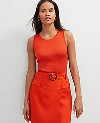 Ann Taylor Petite Crew Neck Shell Top Size Medium Red Pepper Women's