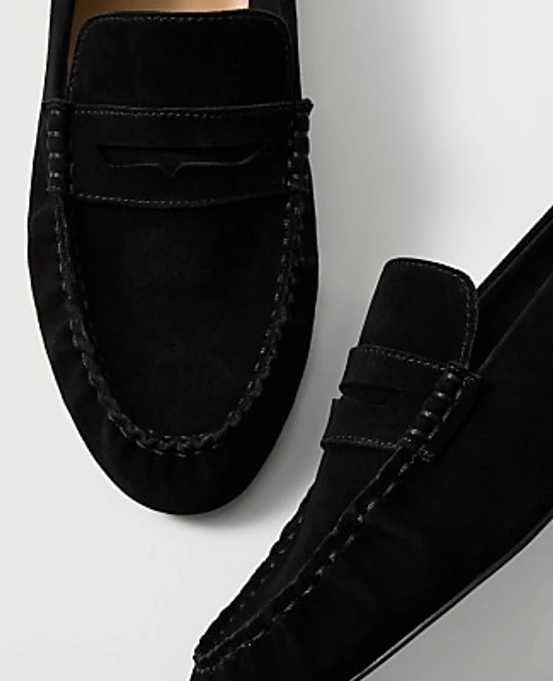 Ann Taylor Gathered Suede Loafer Women's