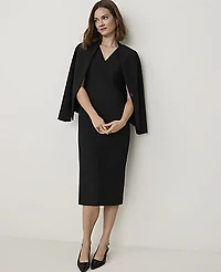 Ann Taylor The Seamed V-Neck Sheath Dress Bi-Stretch Black Women's