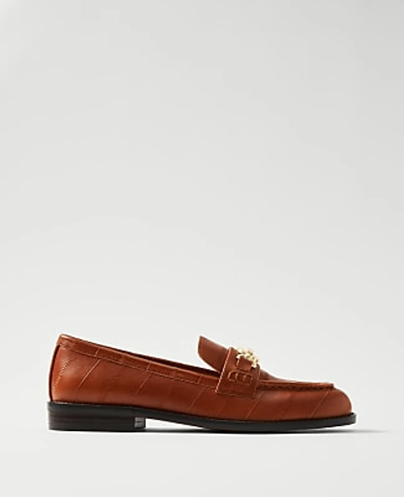 Ann Taylor Weekend Horsebit Leather Loafer Saddle Brown Women's