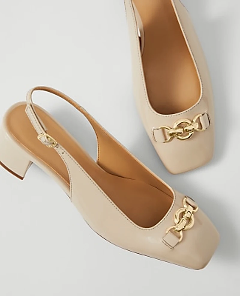 Ann Taylor Horsebit Patent Pump Pearl Shadow Women's
