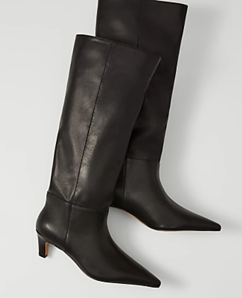 Ann Taylor Leather Tall Boot 8 Black Women's