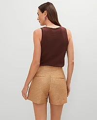 Ann Taylor The Petite Side Zip Short in Metallic Tweed Size 4 Karat Gold Metallic Women's