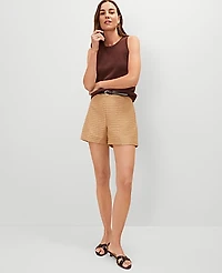 Ann Taylor The Petite Side Zip Short in Metallic Tweed Size 4 Karat Gold Metallic Women's