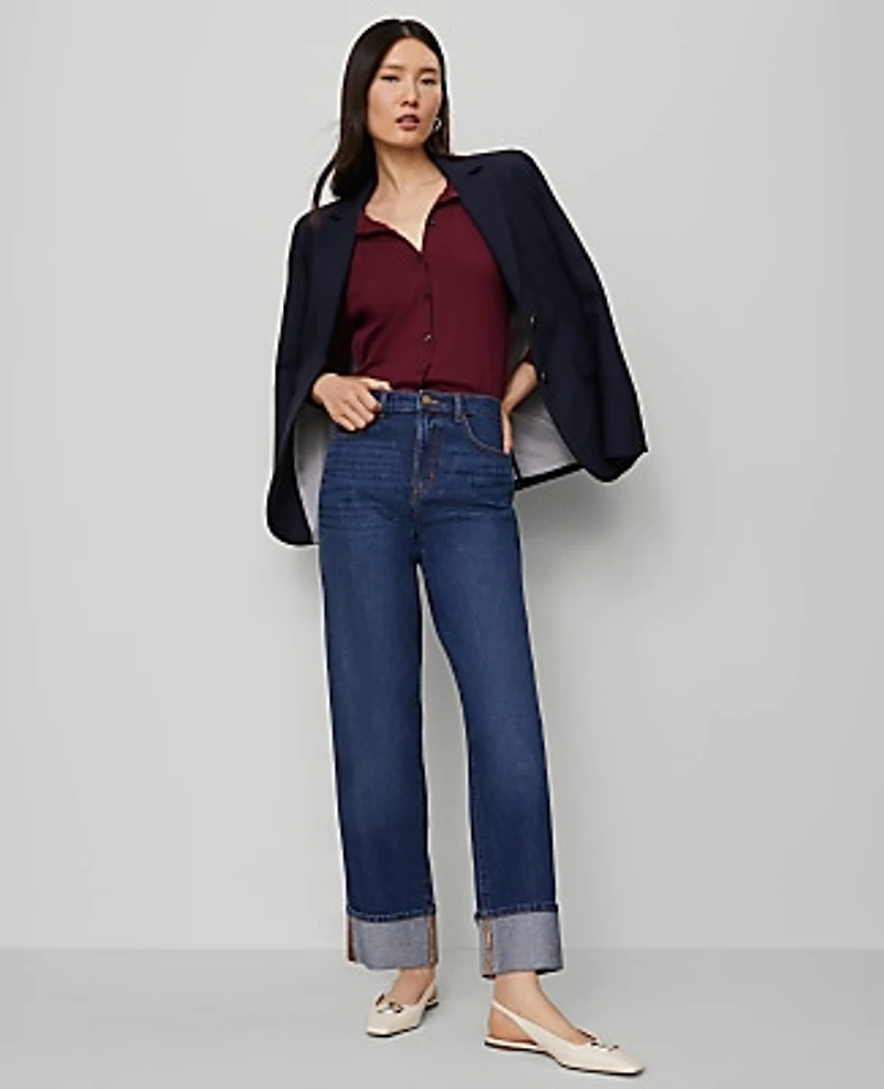 Ann Taylor The Boyfriend Jean Authentic Dark Wash Women's