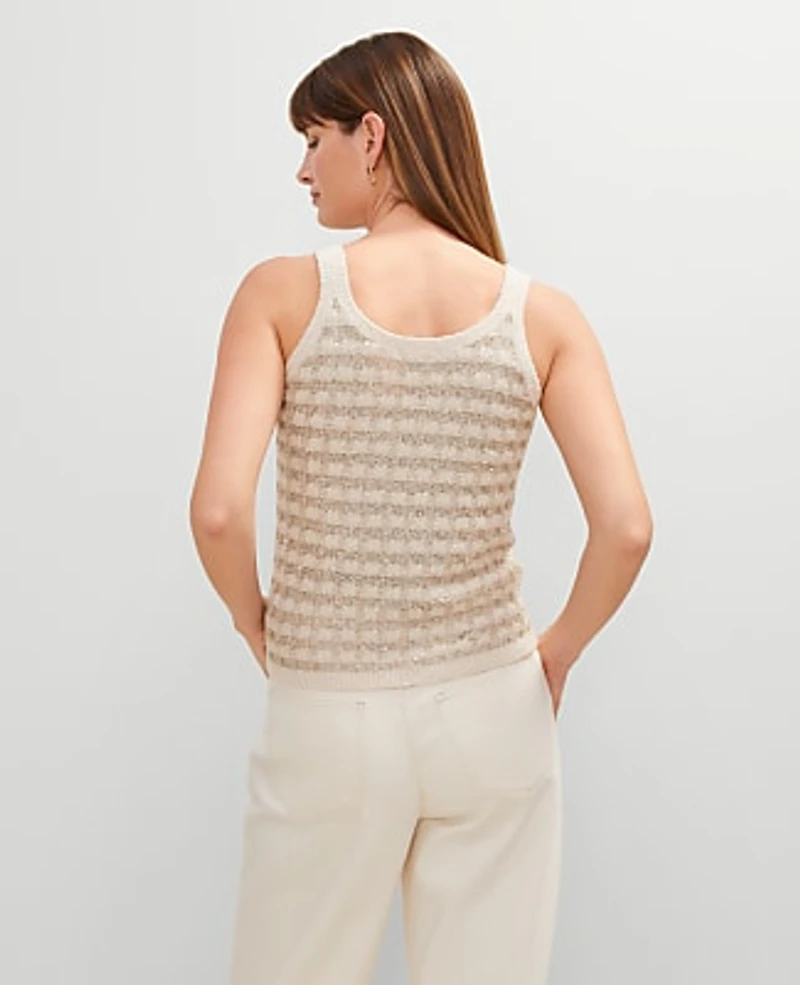 Ann Taylor Petite Metallic Tweed Tank Top Size Small Neutral Tweed Women's