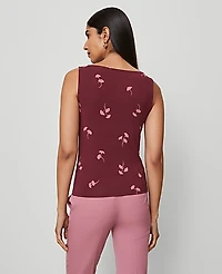 Ann Taylor Floral Draped Cowl Neck Top Windsor Wine Women's