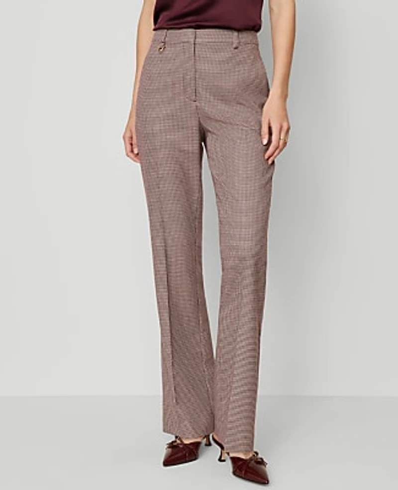 Ann Taylor The Slim Flare Trouser in Houndstooth Size 4 Poised Plum Women's