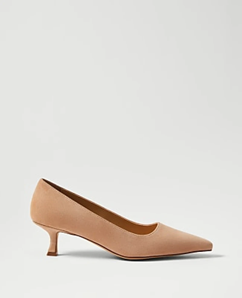 Ann Taylor Suede Nip Toe Kitten Heel Pump Women's