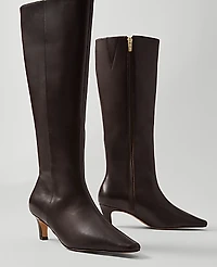 Ann Taylor Skinny Heel Leather Tall Boot Carob Women's