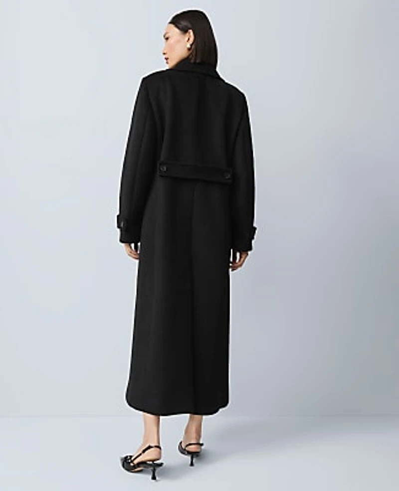 Ann Taylor Fitted Double Breasted Long Coat Black Women's