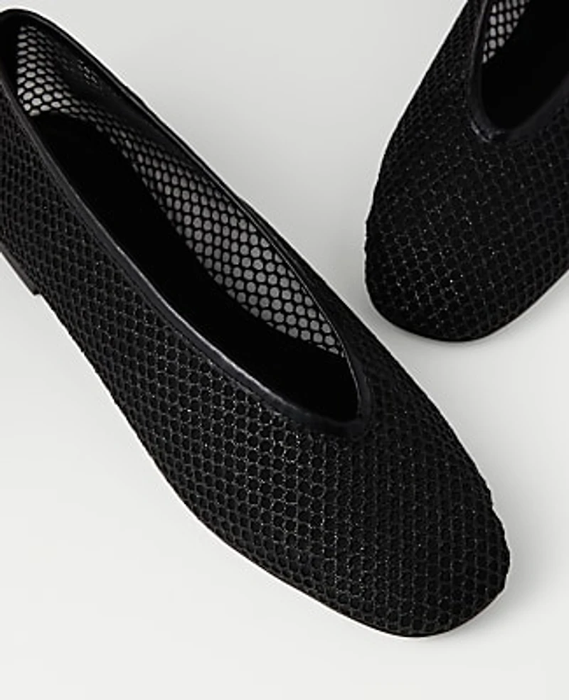 Ann Taylor Mesh Ballet Flat Size 6 Black Women's