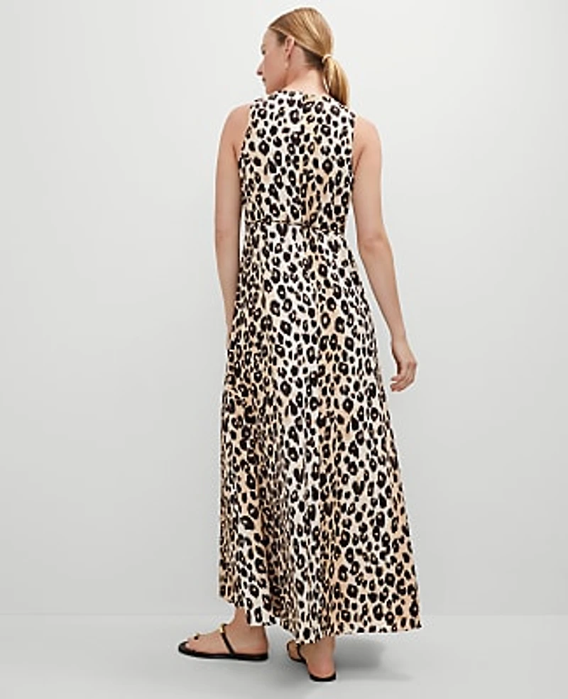 Ann Taylor Petite Animal Print Halter Maxi Dress Size Small _Black Women's