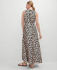 Ann Taylor Petite Animal Print Halter Maxi Dress Size Small _Black Women's