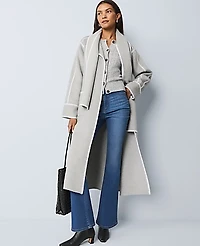 Ann Taylor Weekend Wrap Scarf Coat Medium Light Heather Grey Women's