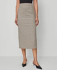 Ann Taylor The Clean Pencil Skirt in Plaid Size 8 Copper/Cream Multi Women's