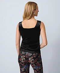 Ann Taylor Velvet Square Neck Tank Top Black Women's