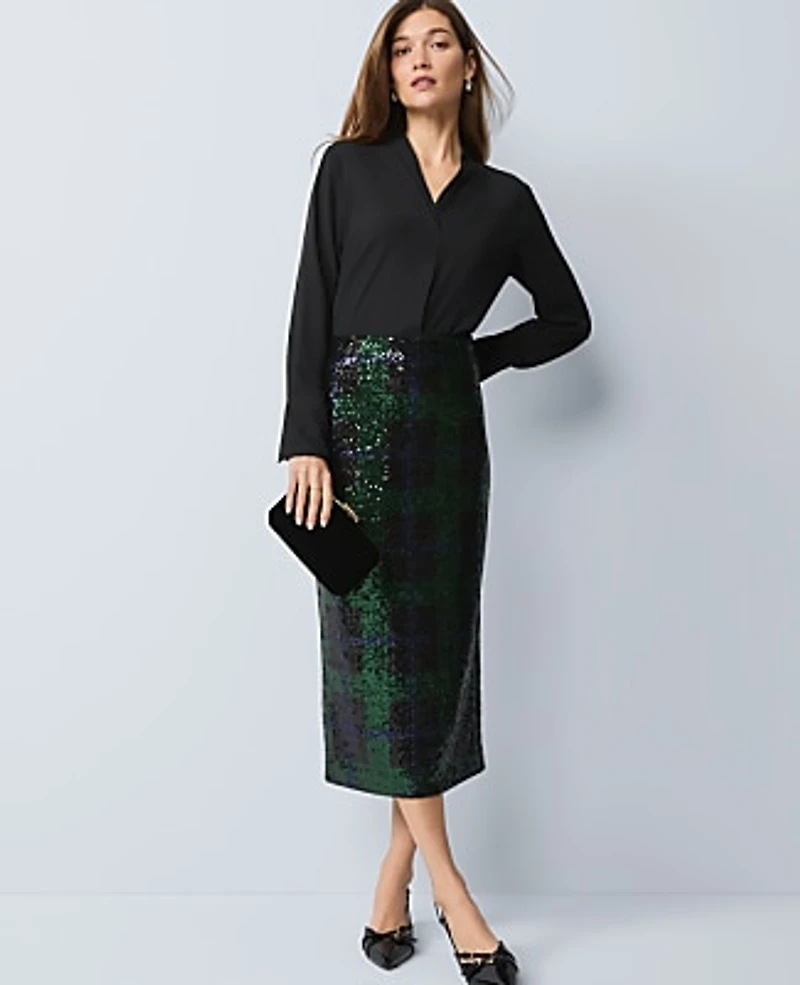 Ann Taylor Pleat Neck Blouse Size Large Black Women's