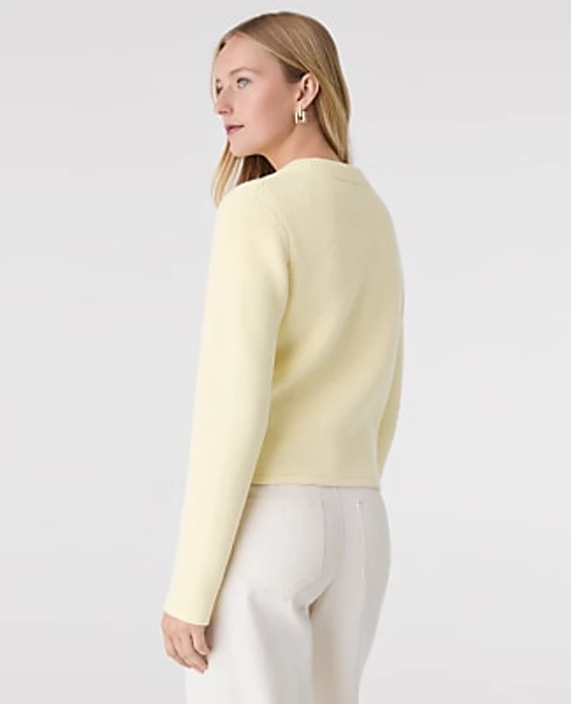Ann Taylor Double Breasted Sweater Jacket Tender Yellow Women's