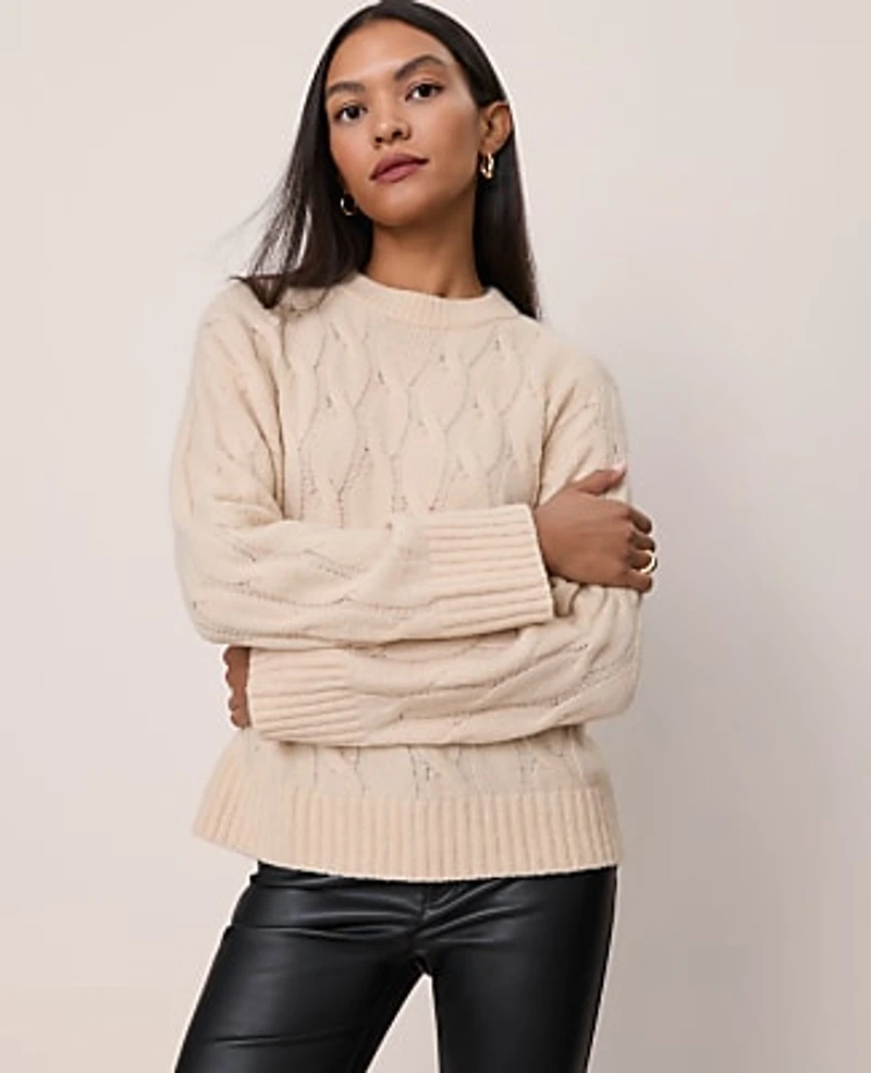 Ann Taylor Cable Crew Neck Sweater Women's