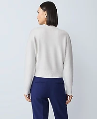Ann Taylor Shimmer Crew Neck Cardigan Winter White Women's