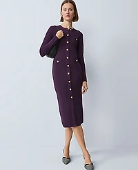 Ann Taylor Crew Neck Button Sweater Dress Size Medium Aubergine Dream Women's