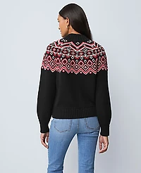 Ann Taylor Weekend Fair Isle Mock Neck Sweater Black Women's