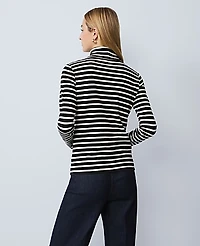 Ann Taylor Weekend Striped Turtleneck Top Black Women's