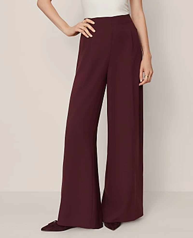 Ann Taylor The Dramatic Wide-Leg Pant Crepe Poised Plum Women's