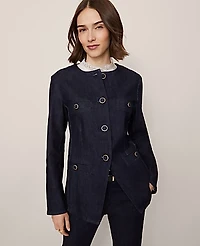 Ann Taylor Denim Split Hem Jacket Size XS Classic Rinse Wash Women's