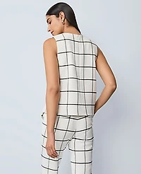 Ann Taylor The Petite Shoulder Button Top Windowpane Winter White Women's