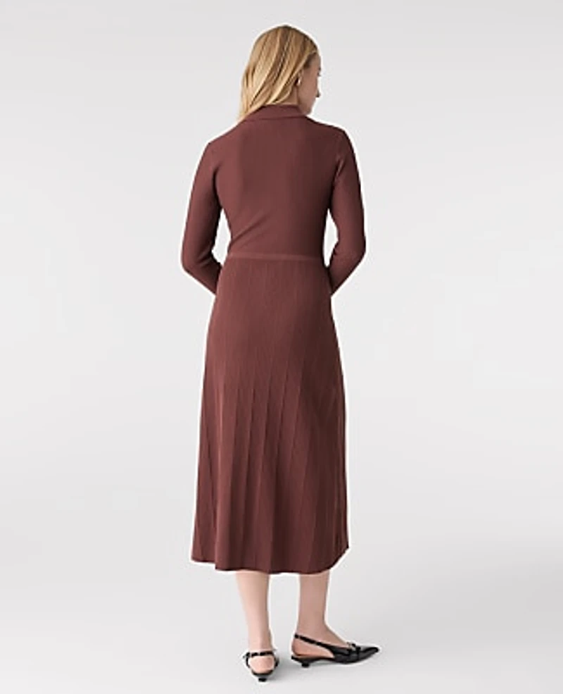 Ann Taylor Collared Sweater Midi Dress Rich Walnut Women's