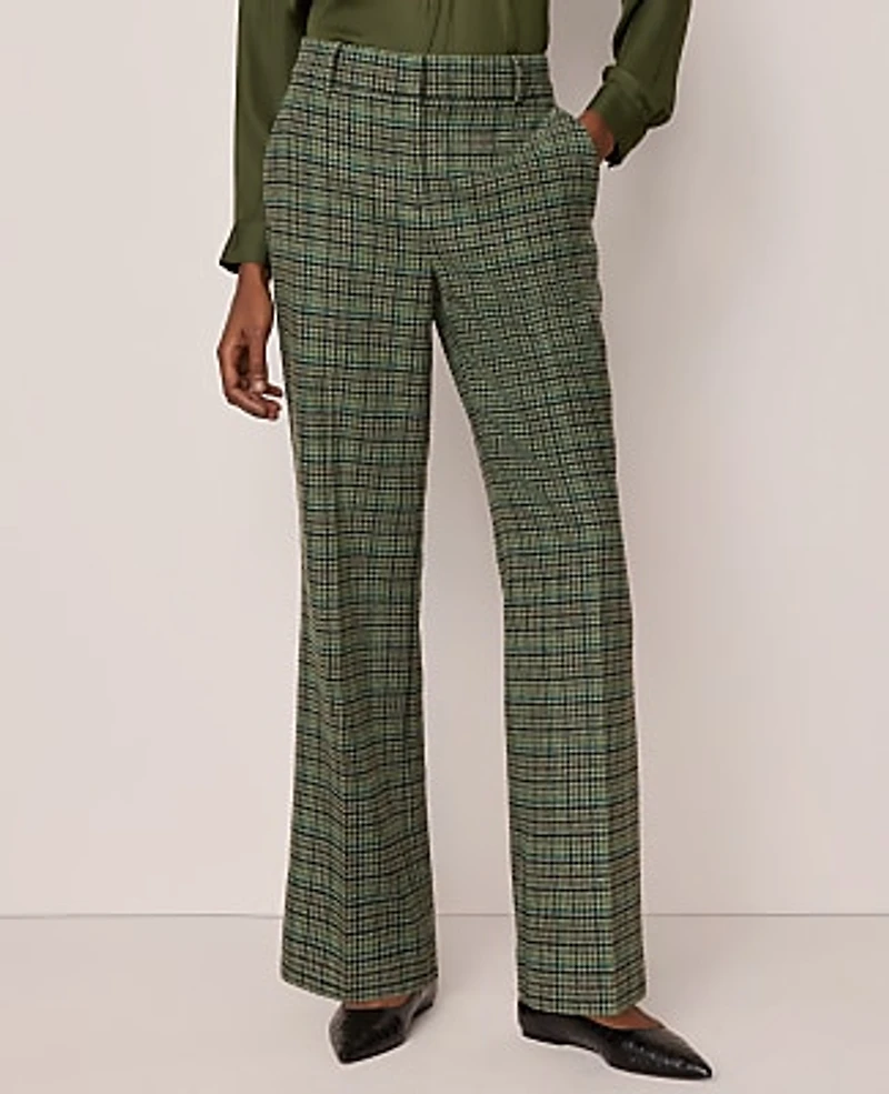 Ann Taylor The Jayne Trouser in Houndstooth Size 0 Muted Moss Women's
