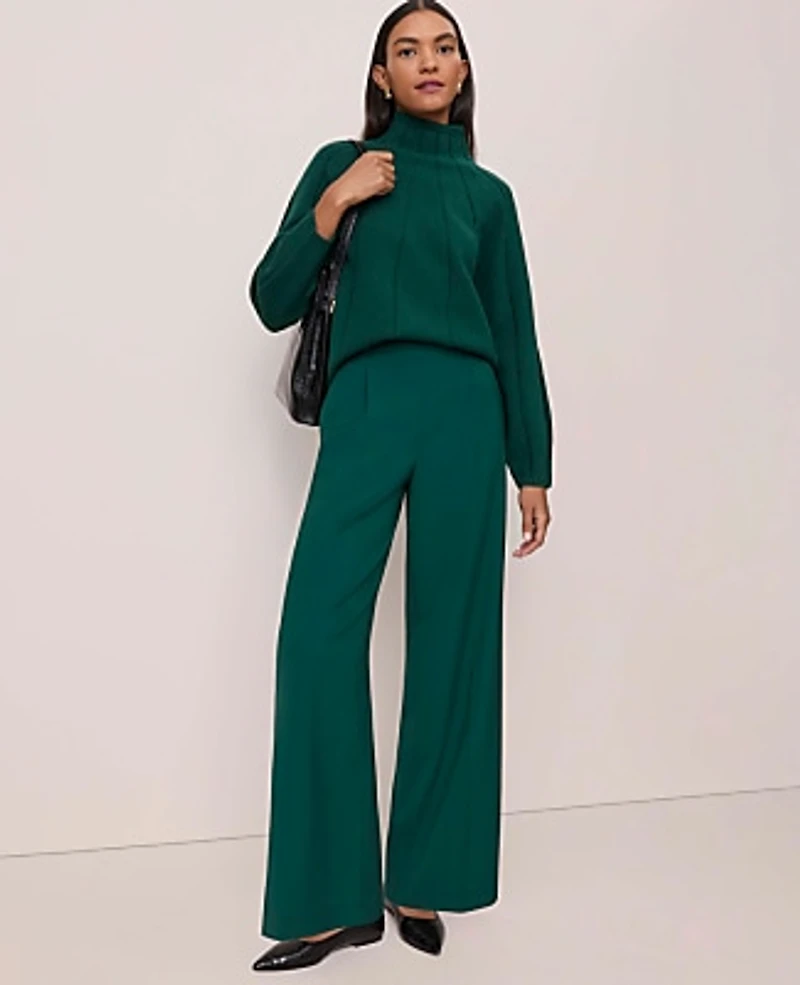 Ann Taylor Contrast Stitch Turtleneck Sweater Women's