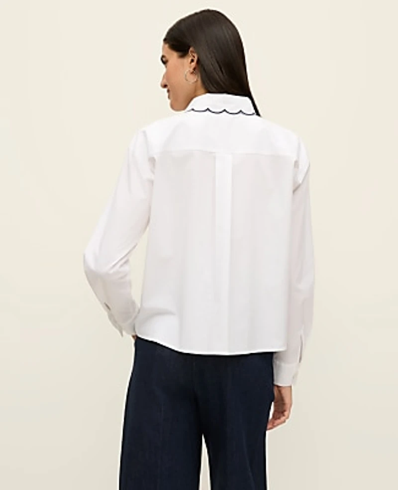Ann Taylor Scallop Trimmed Shirt Women's