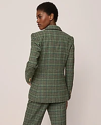 Ann Taylor The Petite Greenwich Blazer in Houndstooth Size 4 Muted Moss Women's