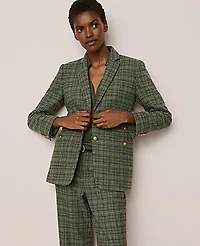 Ann Taylor The Petite Greenwich Blazer in Houndstooth Size 4 Muted Moss Women's
