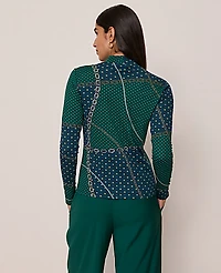Ann Taylor Petite Chain Link Mock Neck Top Night Garden Women's