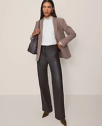 Ann Taylor Studio Collection The Petite Straight Pant Leather Dark Brown Women's