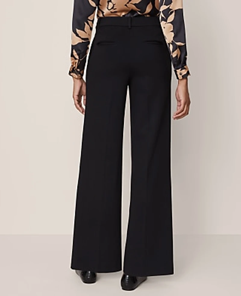Ann Taylor The Petite Wide-Leg Pant Ponte Black Women's
