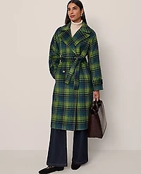 Ann Taylor Petite Plaid Trench Coat Bonsai Tree Women's