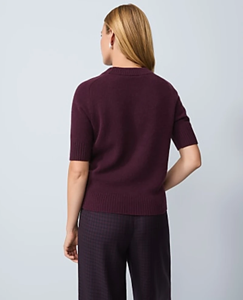 Ann Taylor Cashmere Sweater T-Shirt Deep Cabernet Women's