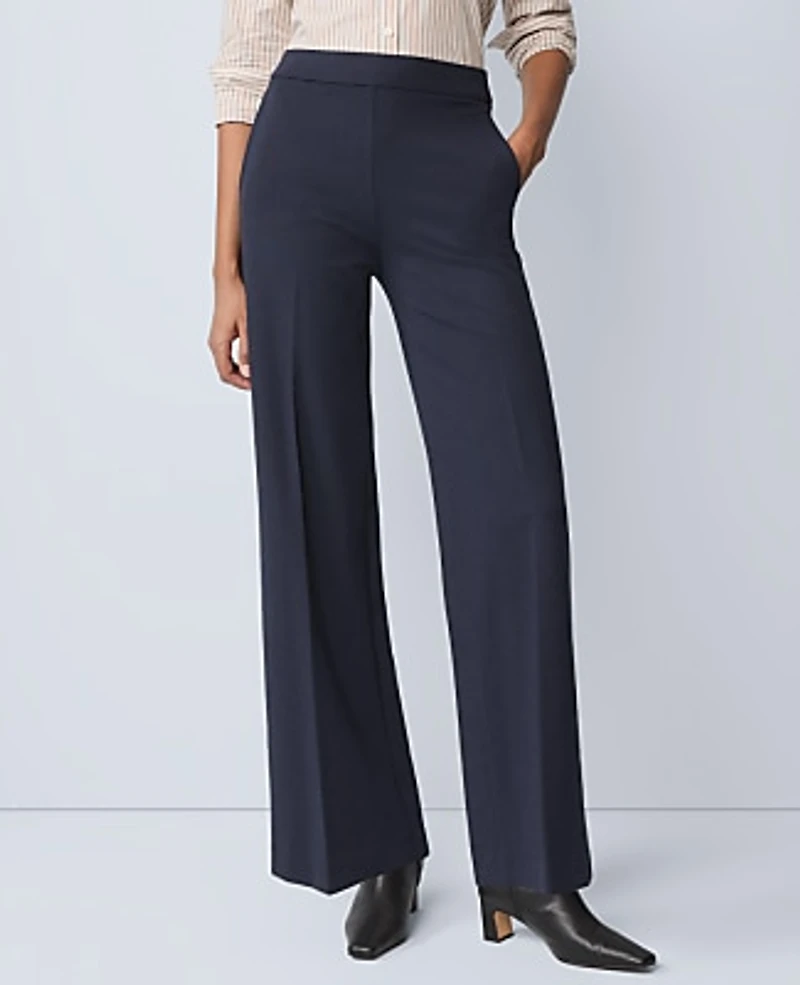 Ann Taylor Weekend Easy Perfect Wide-Leg Pant in Ponte Size Large Night Sky Women's