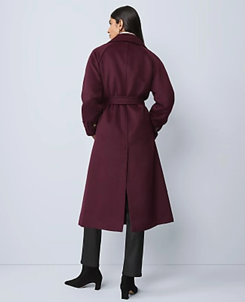 Ann Taylor Petite Belted Trench Coat Poised Plum Women's
