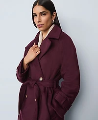 Ann Taylor Petite Belted Trench Coat Poised Plum Women's