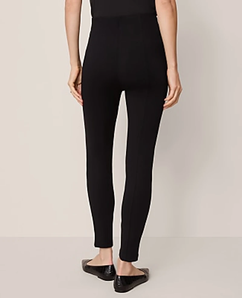 Ann Taylor The Seamed Button Legging Ponte Black Women's