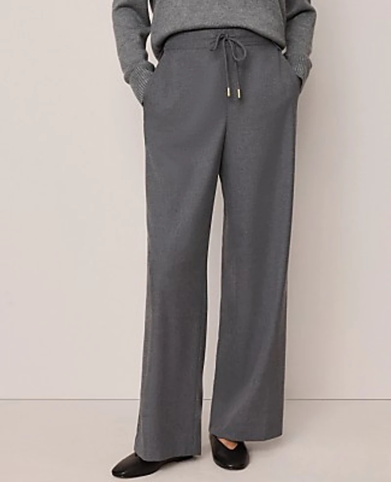 Ann Taylor Petite Weekend Wide-Leg Jogger Pant Size Large Dusk Grey Melange Women's