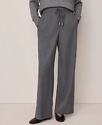 Ann Taylor Petite Weekend Wide-Leg Jogger Pant Size Large Dusk Grey Melange Women's