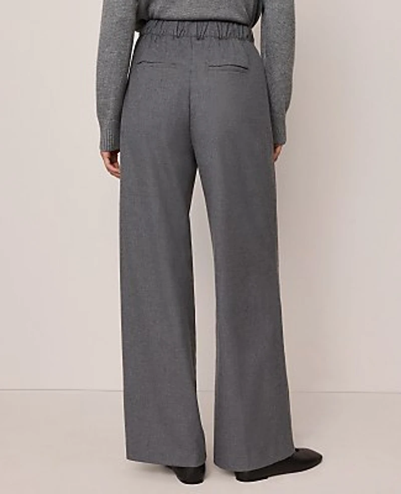 Ann Taylor Petite Weekend Wide-Leg Jogger Pant Size Large Dusk Grey Melange Women's